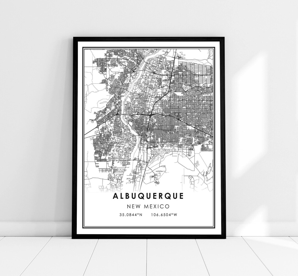 Albuquerque Map Print, New Mexico City Poster