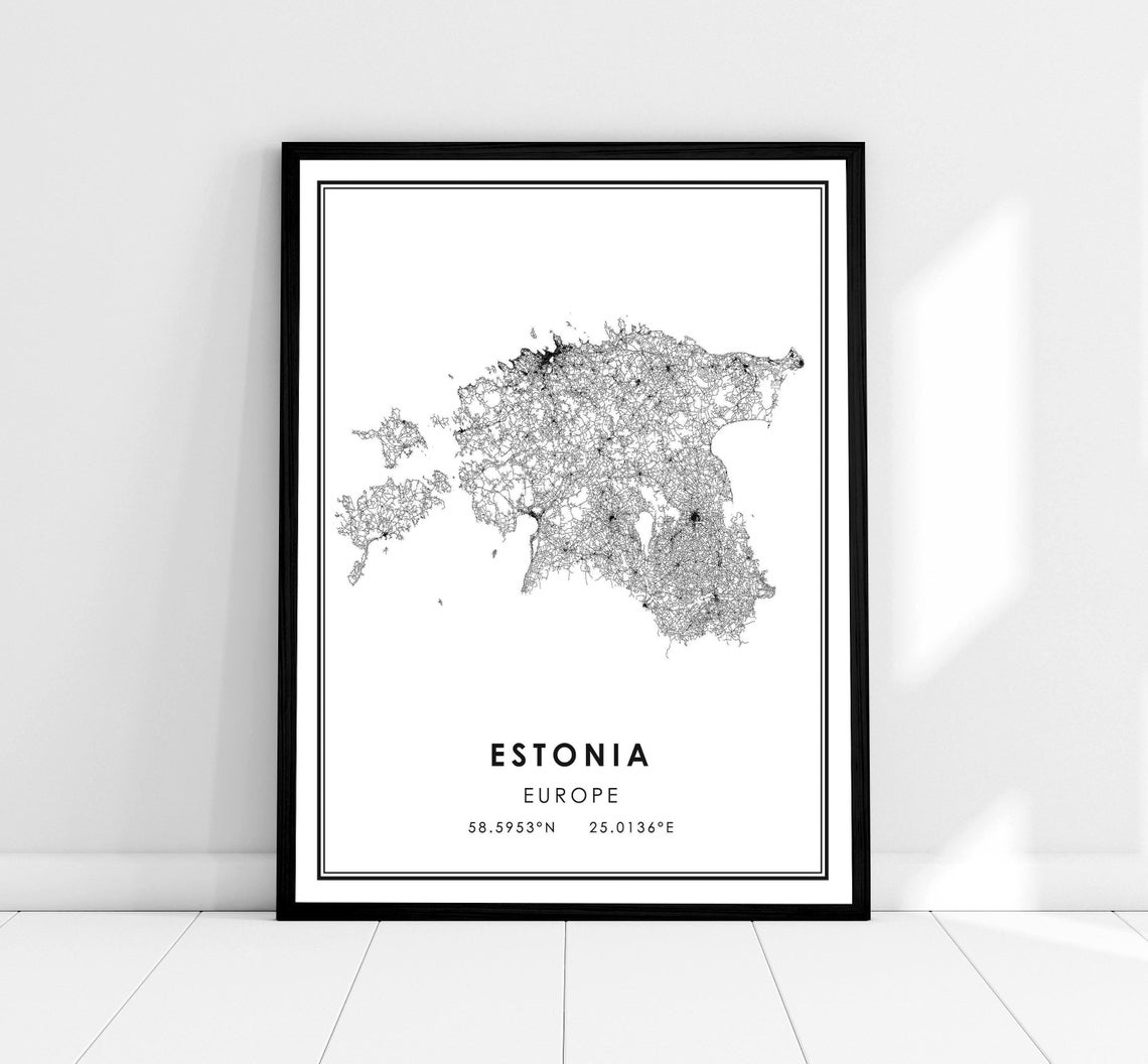 Estonia Country Map Poster Print