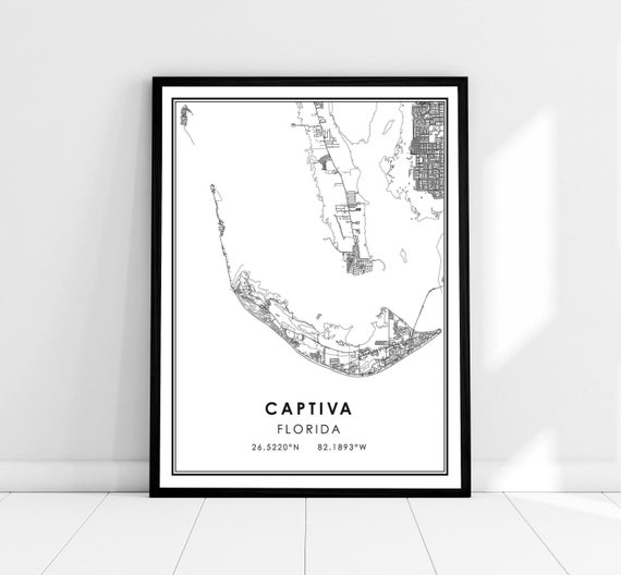Captiva Map Print, Florida Travel Poster