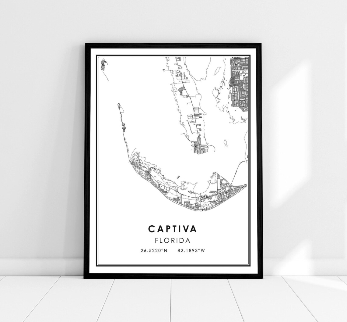 Captiva Map Print, Florida Travel Poster