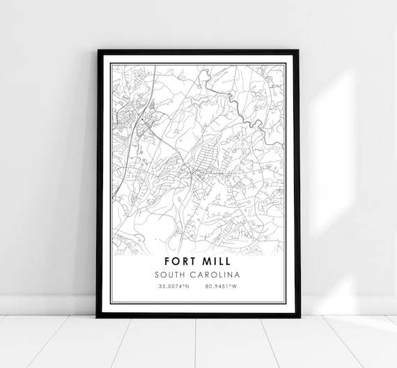 Fort Mill Map Print, South Carolina City Poster