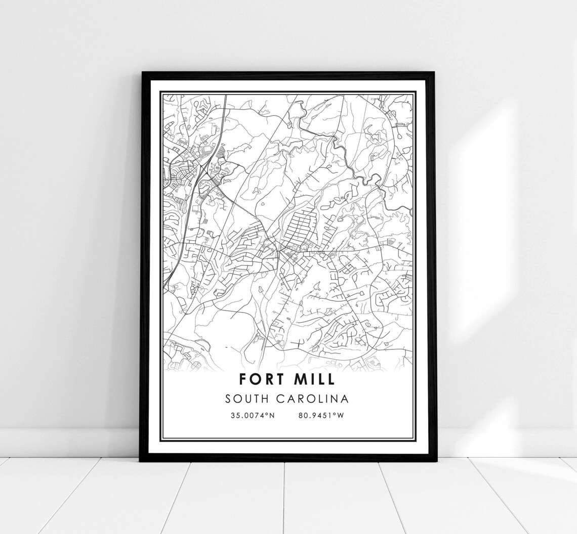 Fort Mill Map Print, South Carolina City Poster