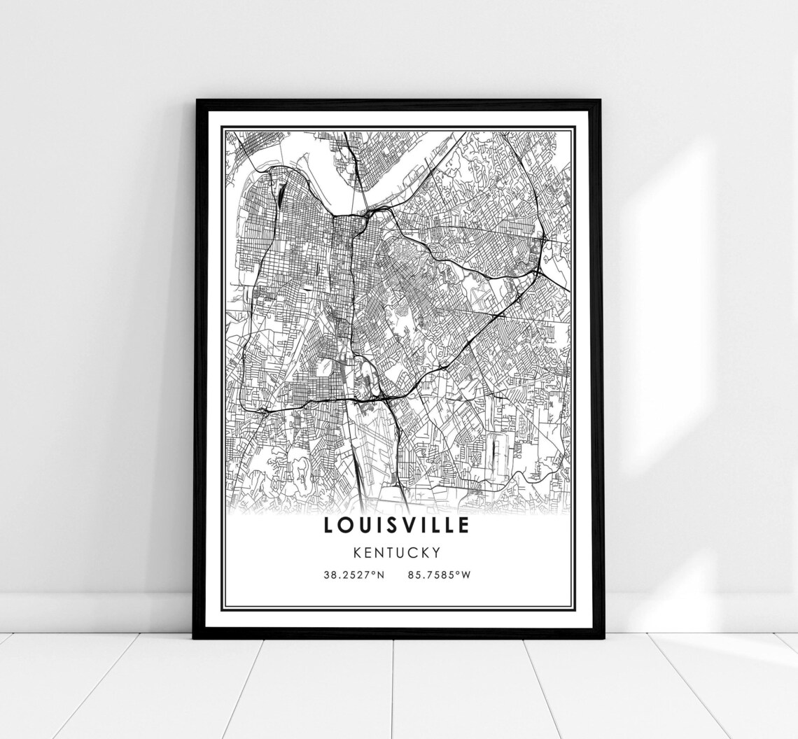 Louisville Map Print Poster, Kentucky City