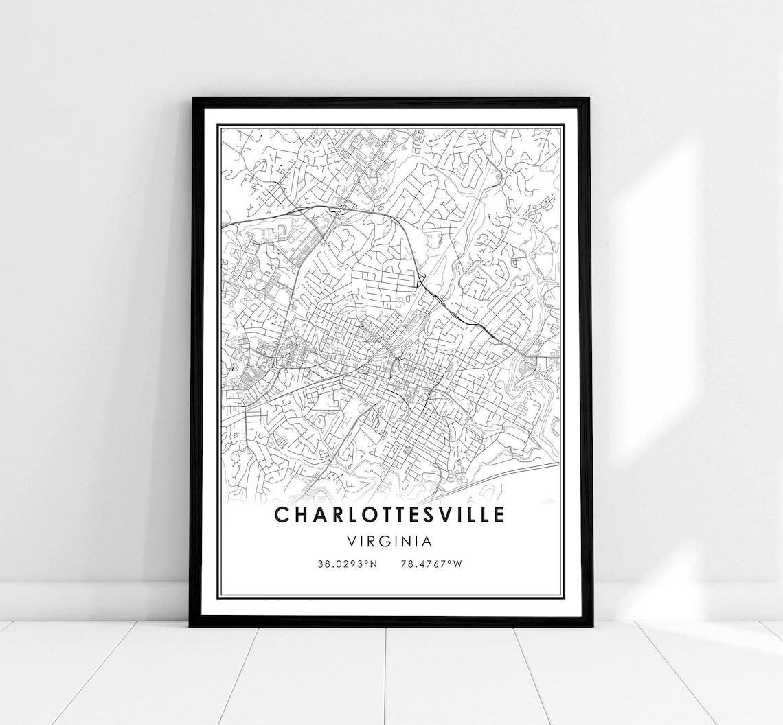 Charlottesville Map Print, Virginia City Travel Poster