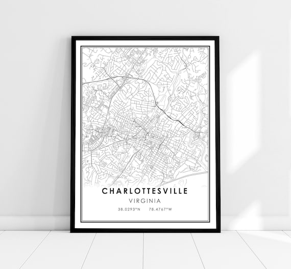 Charlottesville Map Print, Virginia City Travel Poster