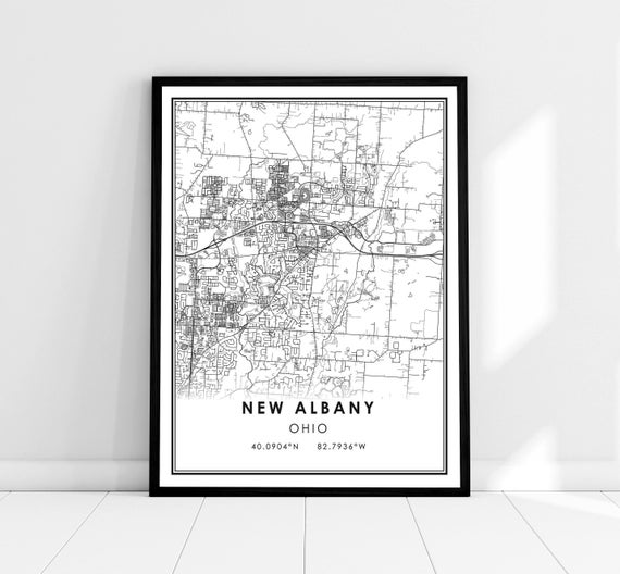 New Albany Map Print, Ohio Travel Poster