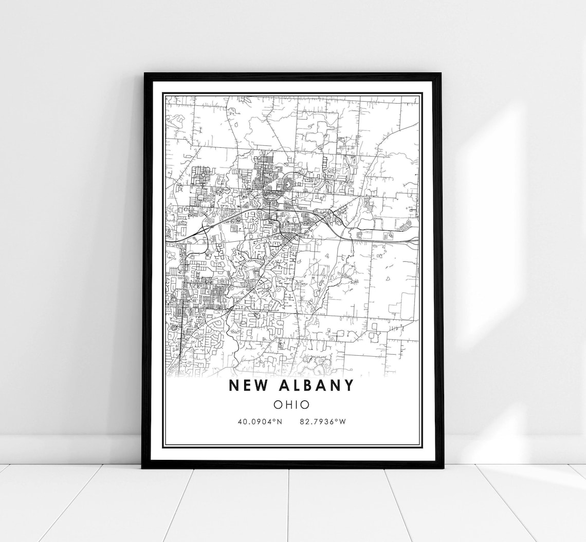 New Albany Map Print, Ohio Travel Poster