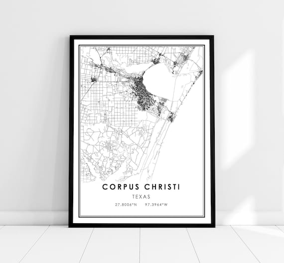 Corpus Christi Map Print, Texas City Travel Poster