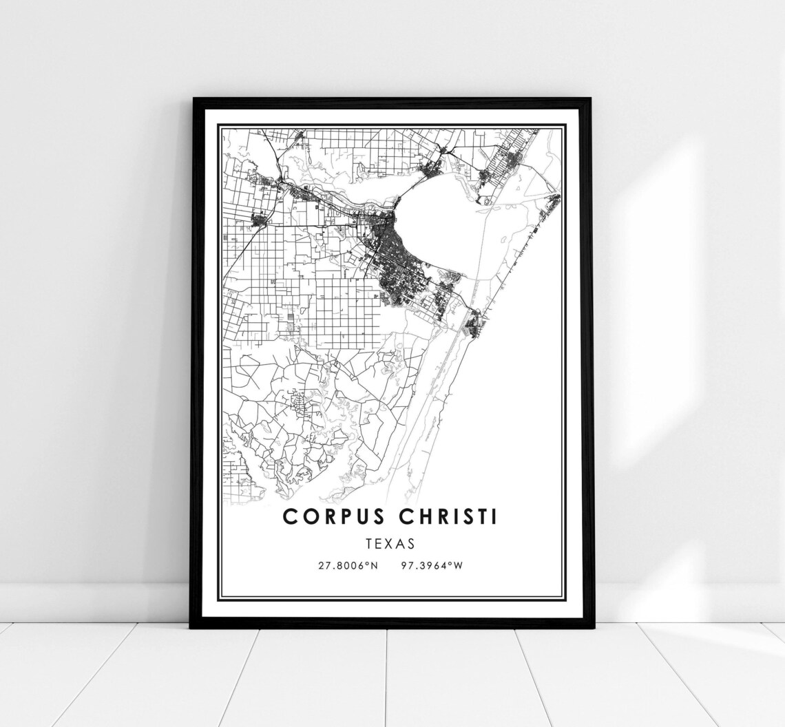 Corpus Christi Map Print, Texas City Travel Poster