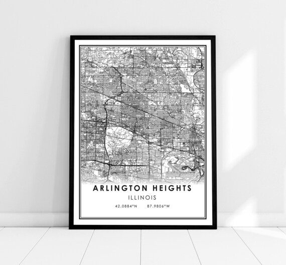 Arlington Heights Illinois Minimalist City Street Map Poster