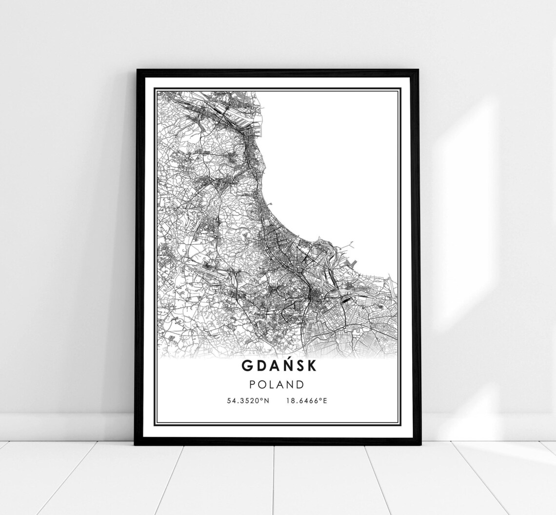 Gdansk Map Print, Poland City Travel Poster