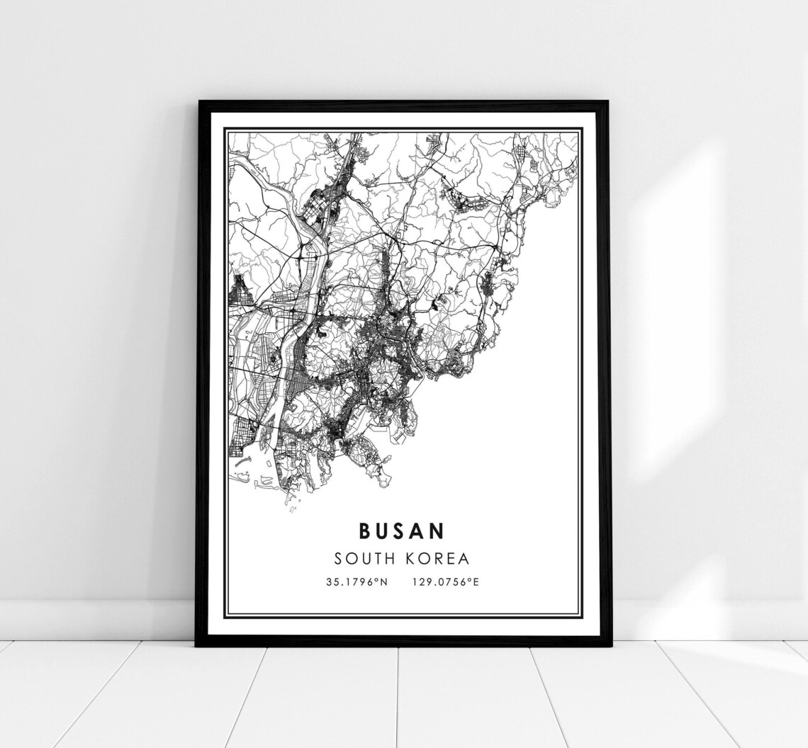 Busan Map Travel Poster, South Korea City