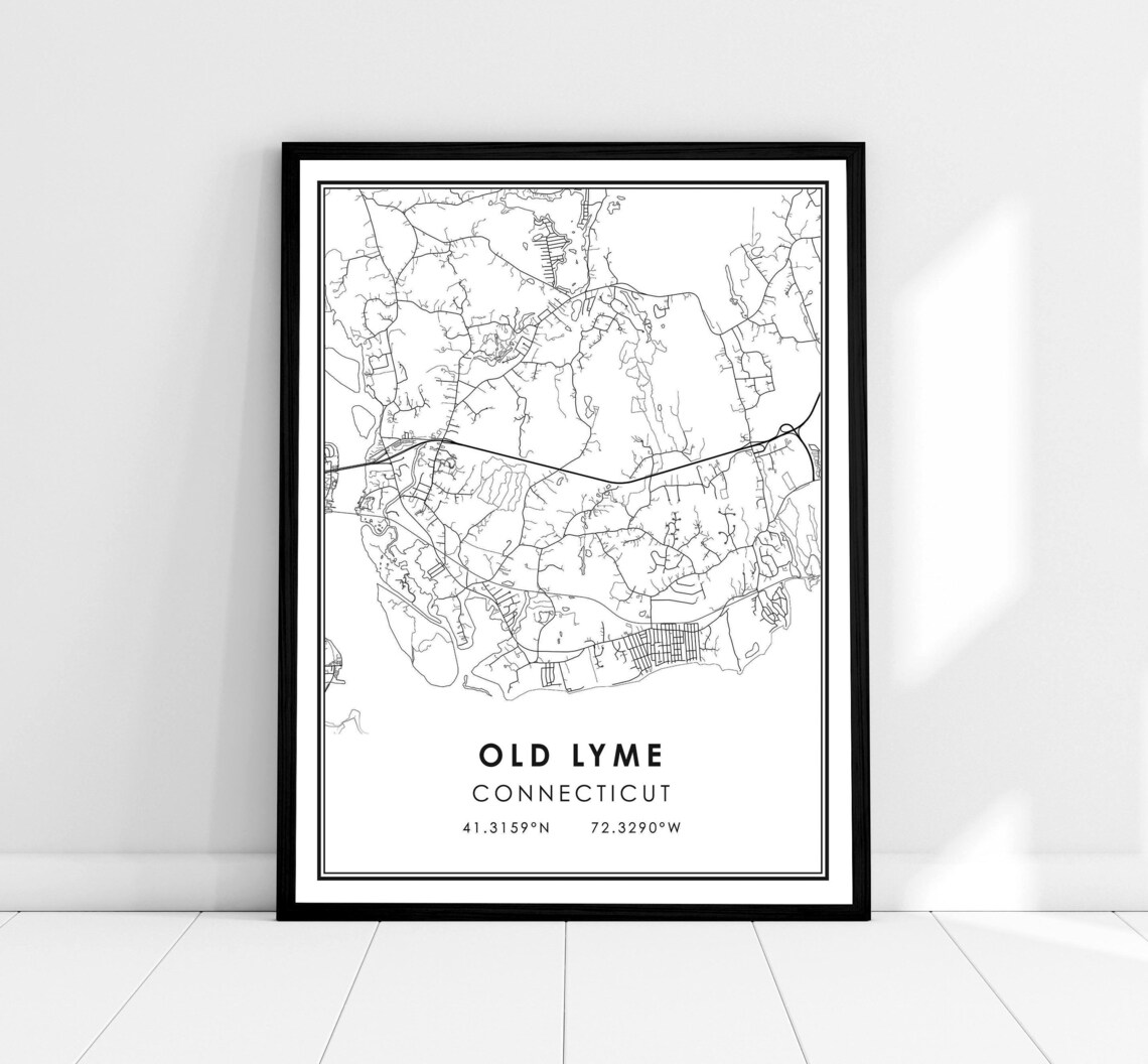 Old Lyme Map Print, Connecticut Travel Poster
