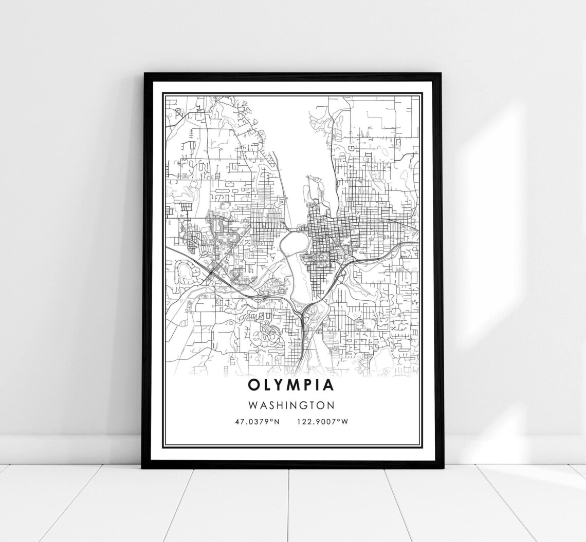 Olympia Map Print, Washington City Travel Poster