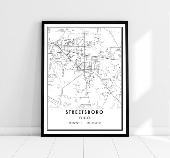 Streetsboro Map Print Poster, Ohio Travel