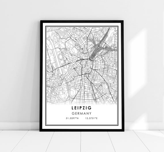 Leipzig Map Print Poster, Germany City Travel Art
