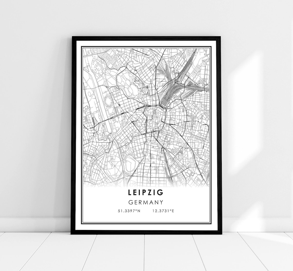 Leipzig Map Print Poster, Germany City Travel Art