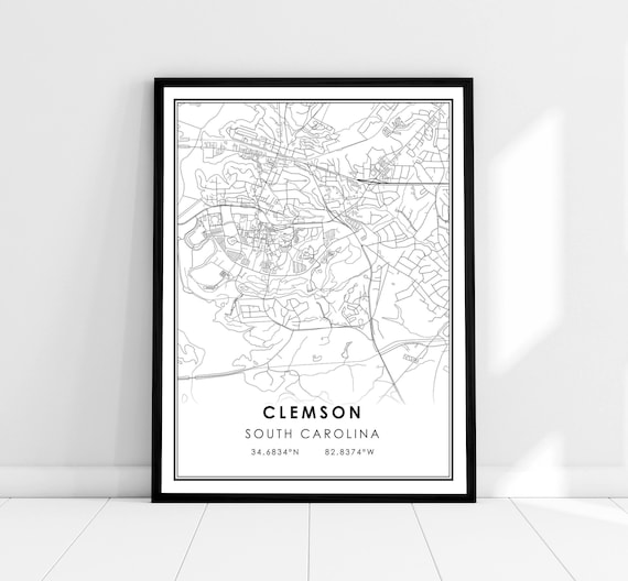 Clemson Map Art Print, South Carolina City