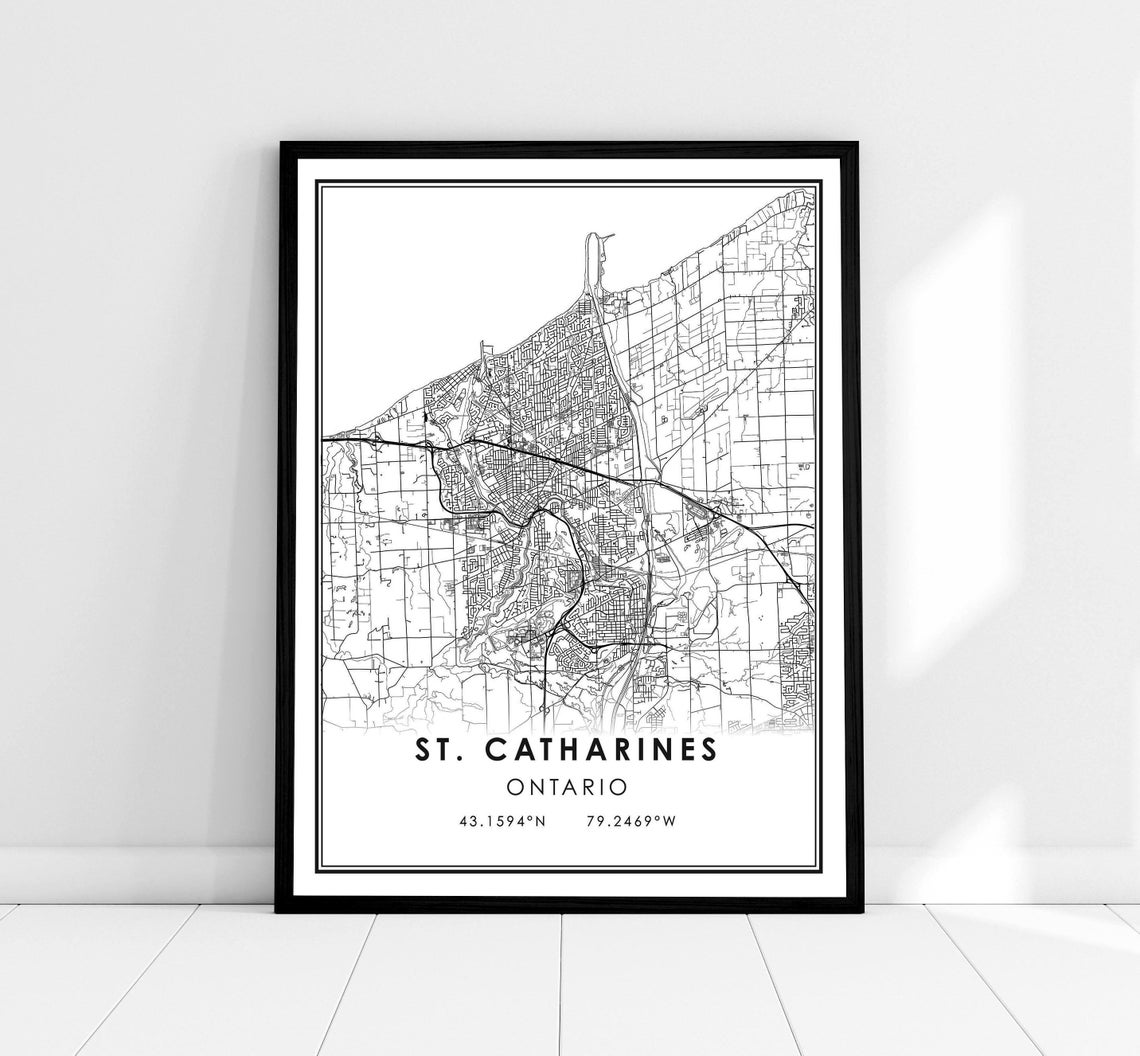 St. Catharines Ontario Minimalist Street Map City Art Print Decor