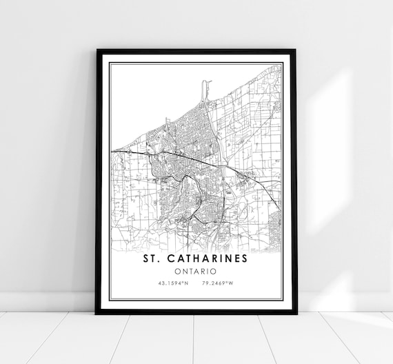 St. Catharines Ontario Minimalist Street Map City Art Print Decor