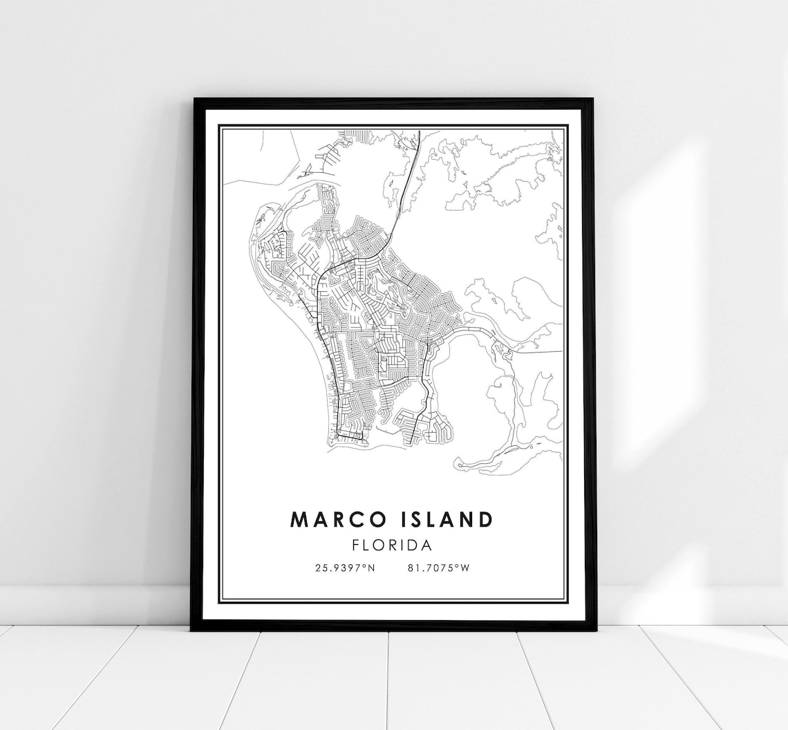 Marco Island Map Print, Florida Travel Poster