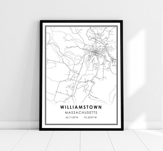 Williamstown Map Print, Massachusetts City Travel Poster