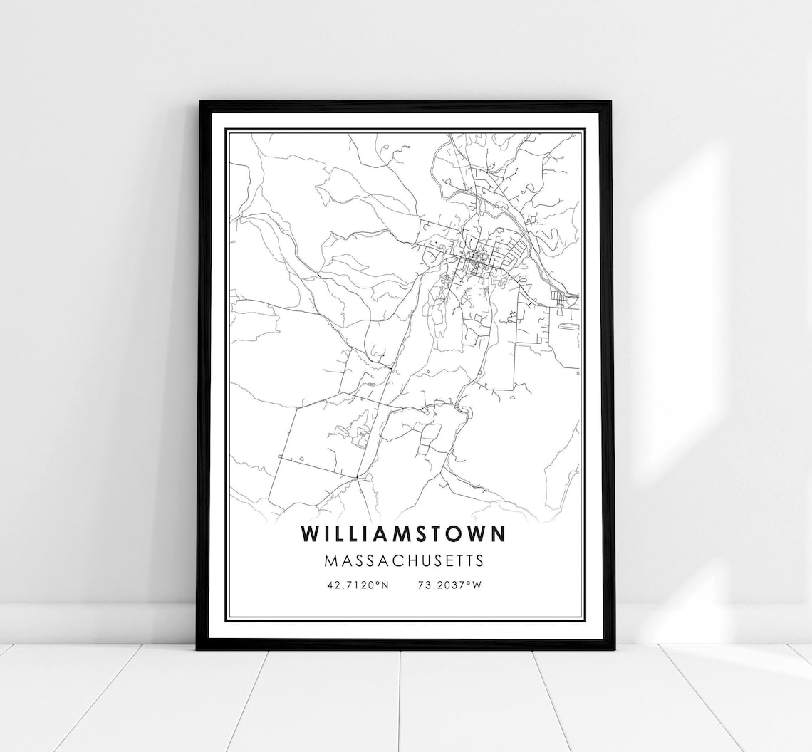 Williamstown Map Print, Massachusetts City Travel Poster