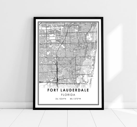 Fort Lauderdale Map Print, Florida City Travel Poster