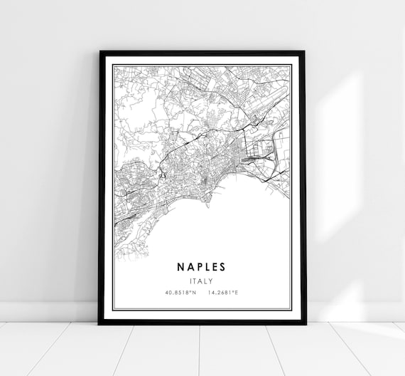 Naples Map Print Poster, Italy City Travel Art