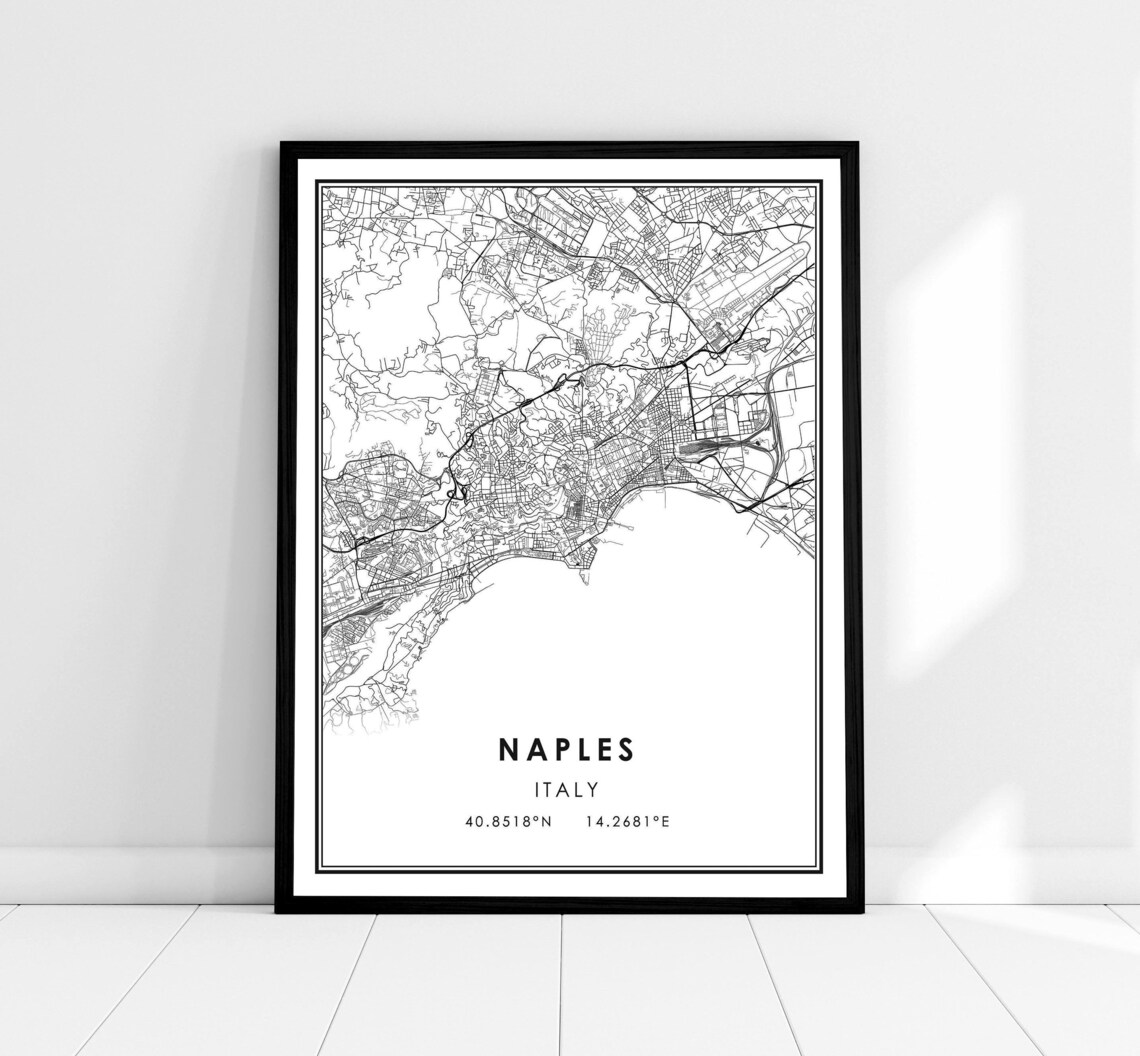 Naples Map Print Poster, Italy City Travel Art
