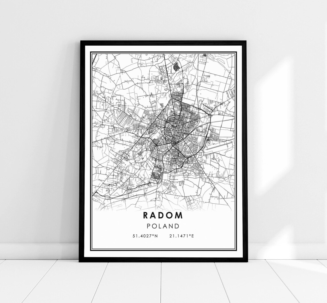 Radom Poland Map Print, City Travel Poster