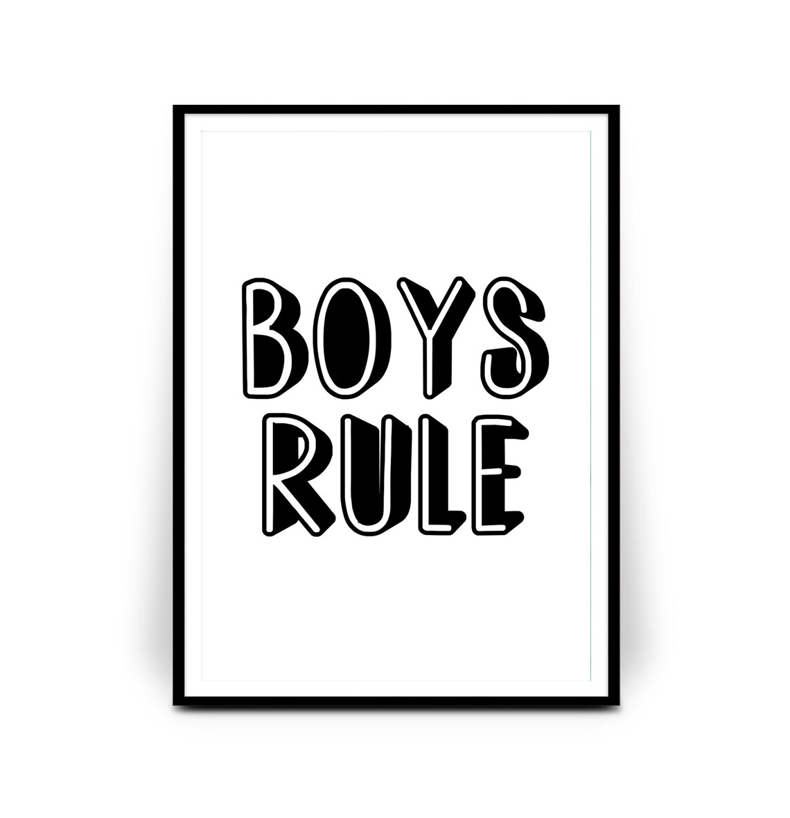 Boys Rule Monochrome Bedroom Wall Art Print