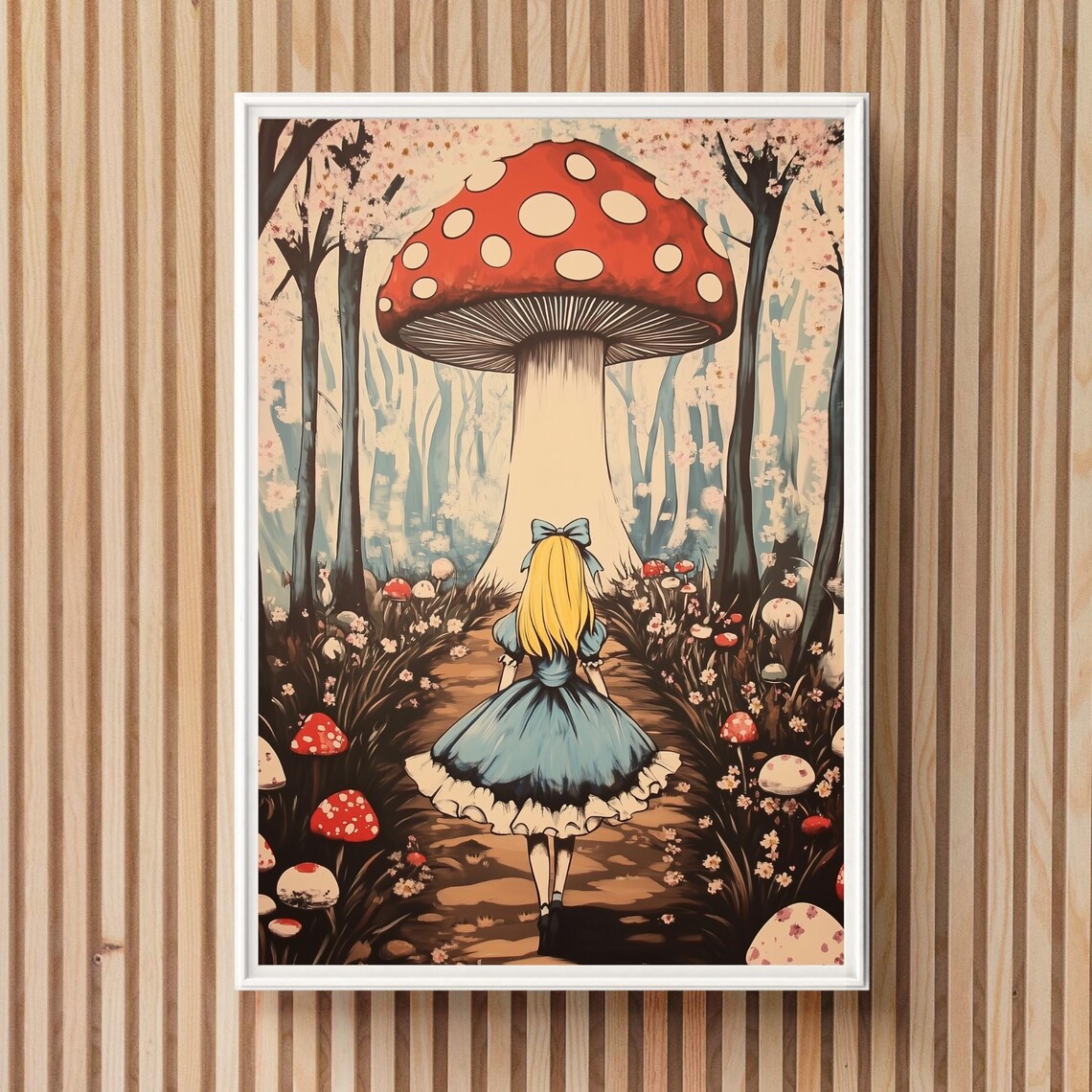 Mushroom Wonderland Vintage Fairy Tale Art Print - Image 3