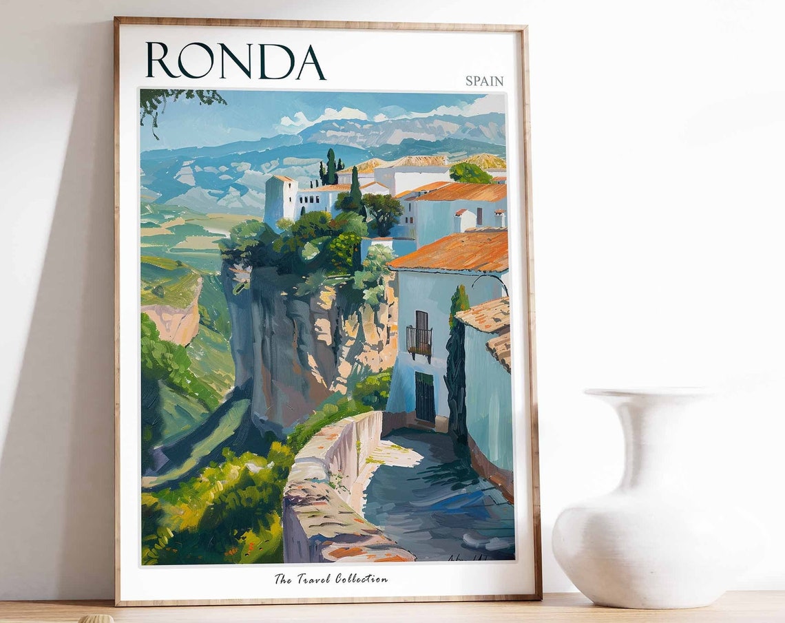 Ronda Poster Spain Travel Print Spanish Decor Europe Travel Poster European Wall Art Botanical Print Ronda Gift Ronda Travel Poster