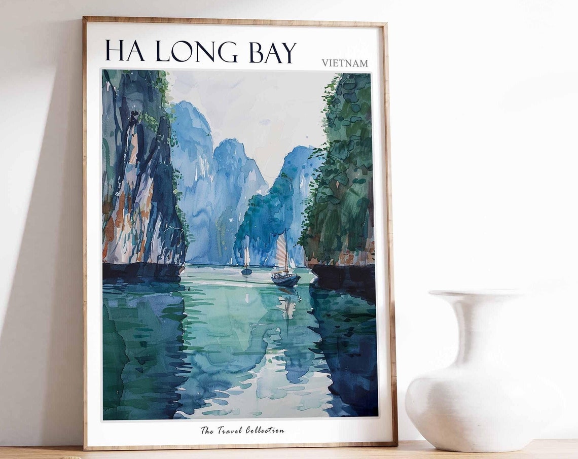 H Long Bay Poster Vietnam Travel Print Vietnamese Decor Asia Travel Poster Asian Wall Art H Long Bay Gift H Long Bay Travel Poster