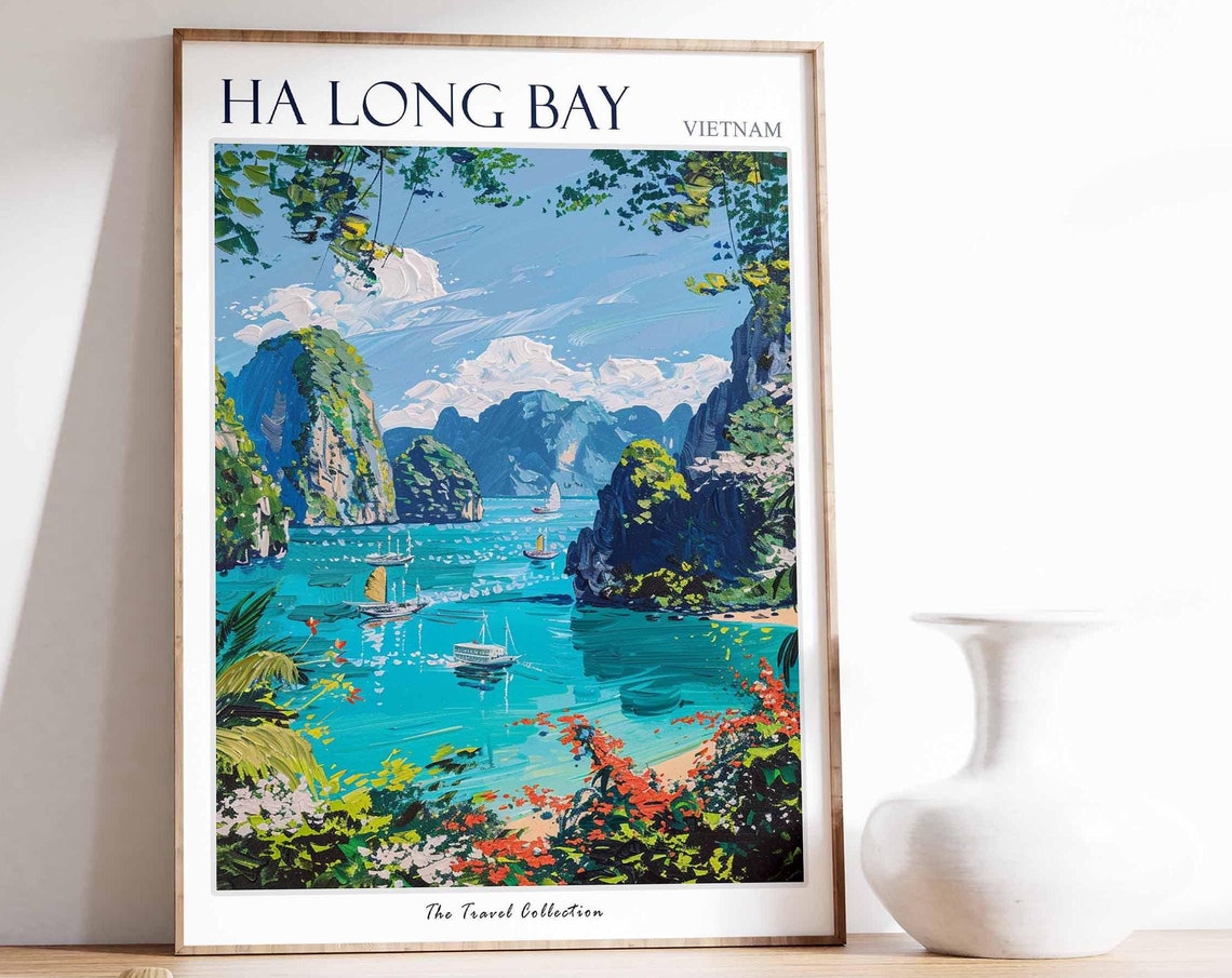 H Long Bay Poster Vietnam Travel Print Vietnamese Decor Asia Travel Poster Asian Wall Art H Long Bay Gift H Long Bay Travel Poster