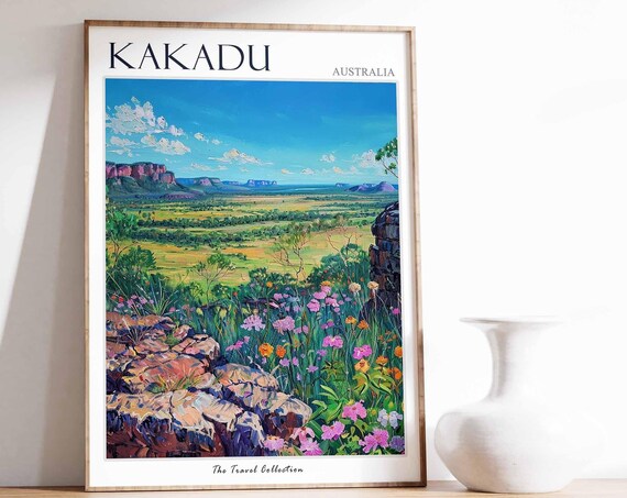 Kakadu Australia Wetlands Wildflowers Escarpment Painting Poster