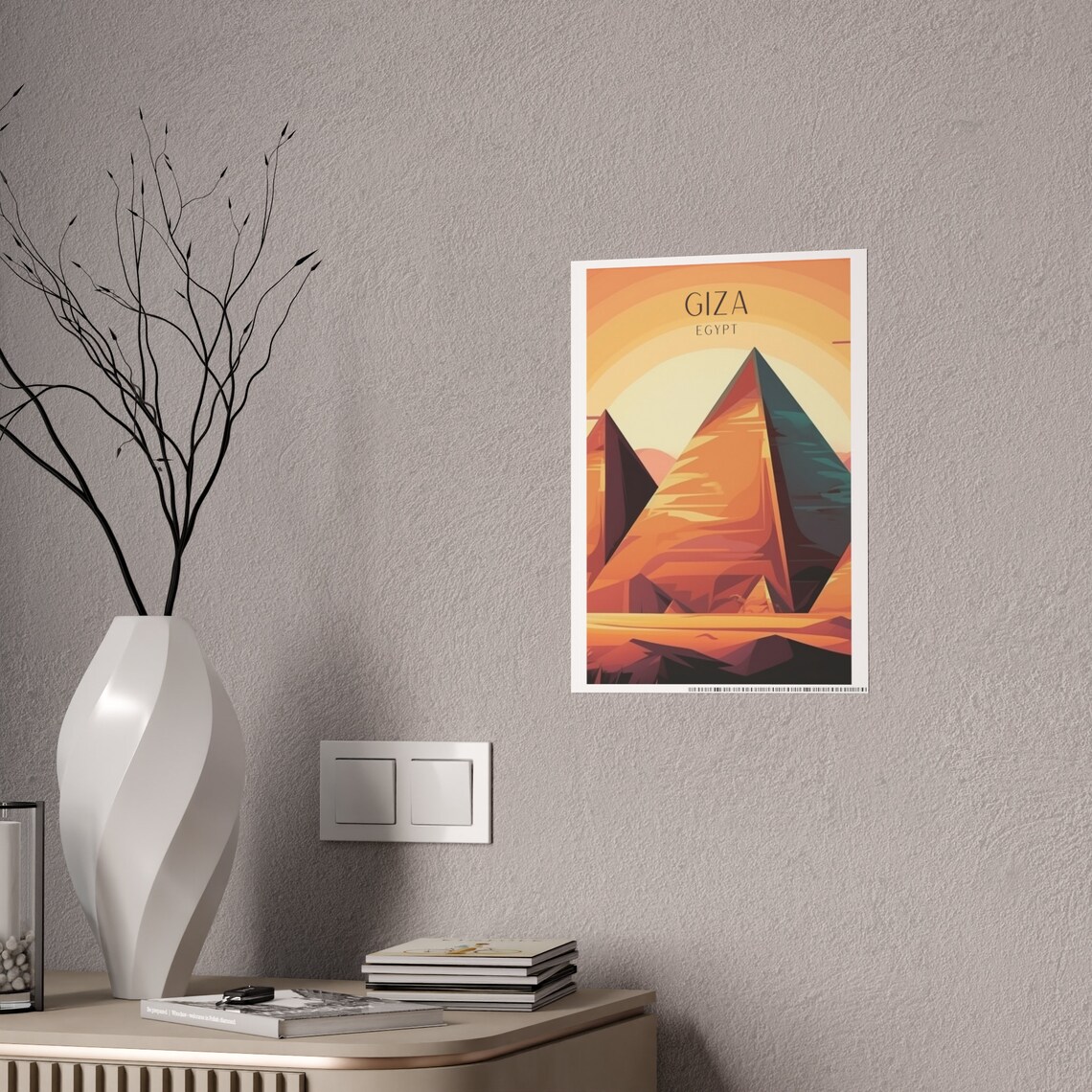 Pyramids Art Deco Travel Poster, Giza Africa - Image 2