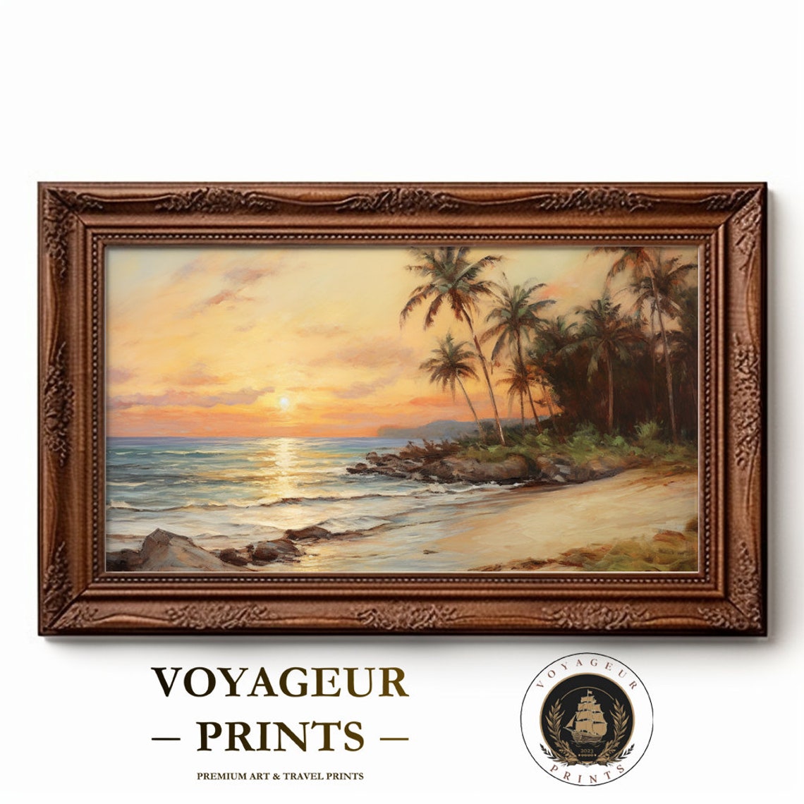 Tropical Paradise Beach Oil Painting, Wall Art - Image 5
