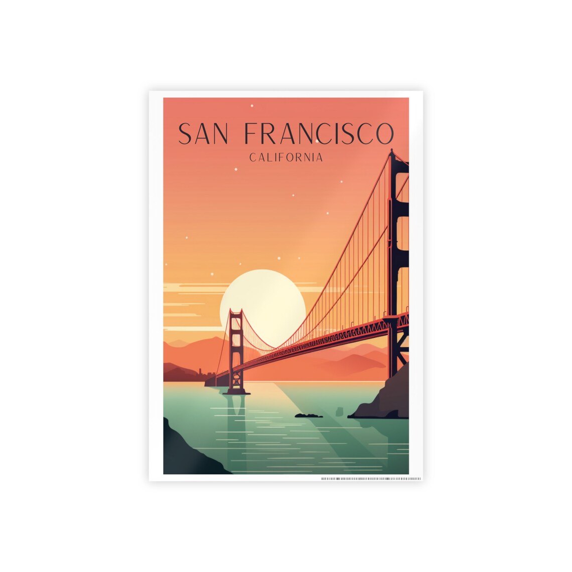 San Francisco Art Deco Travel Poster, Golden Gate Bridge - Image 4