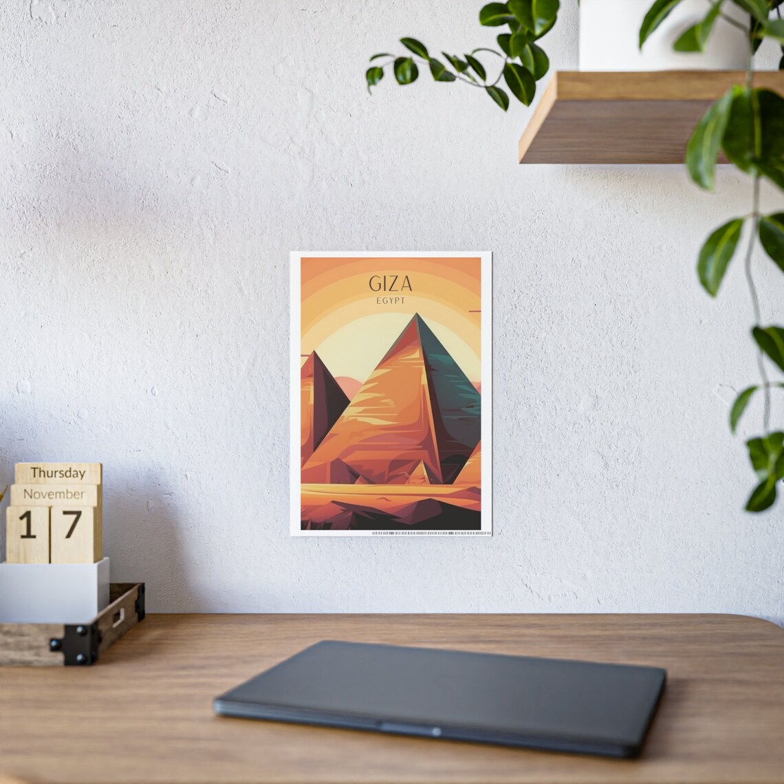 Pyramids Art Deco Travel Poster, Giza Africa - Image 3