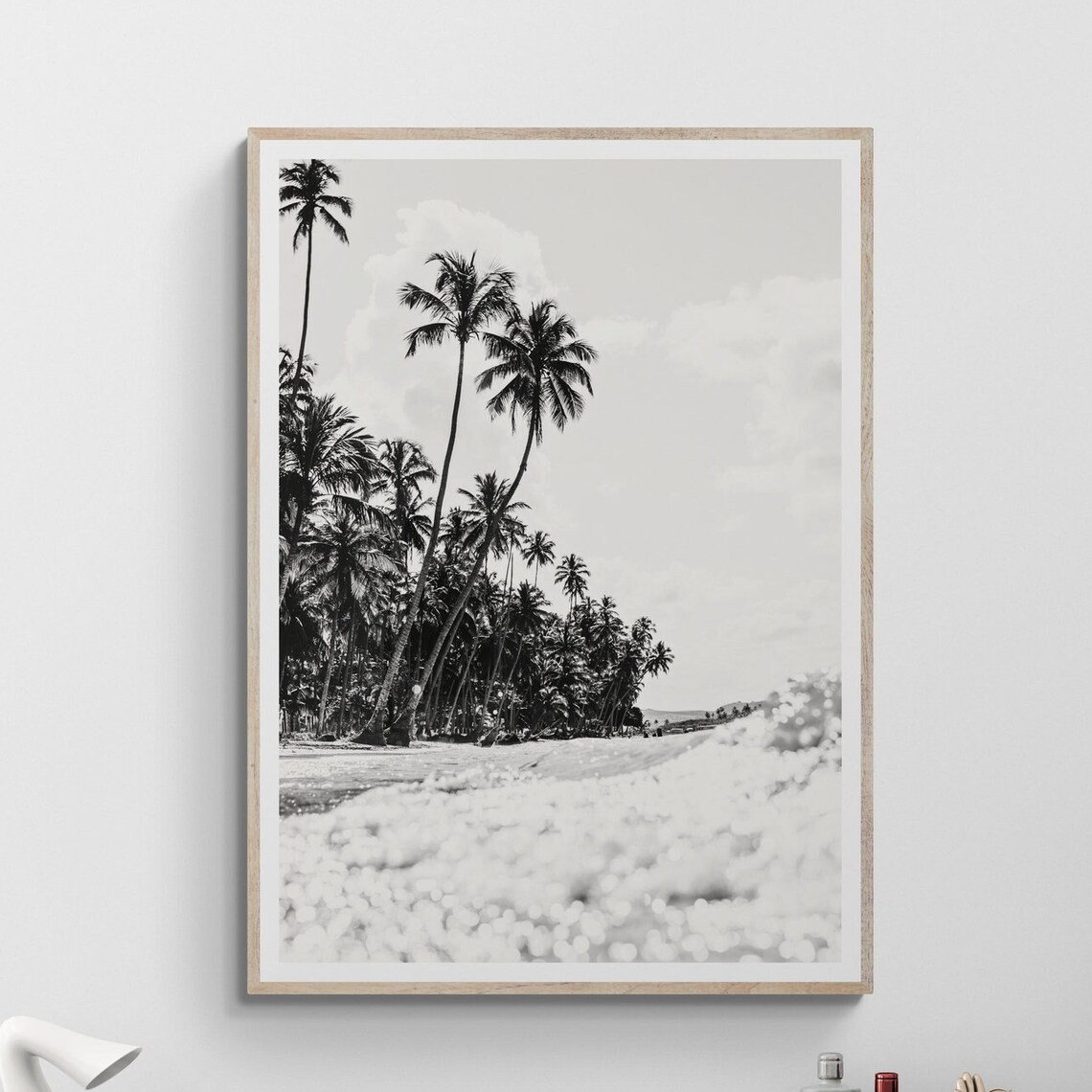 Black And White Ocean Wave Beach Art Print