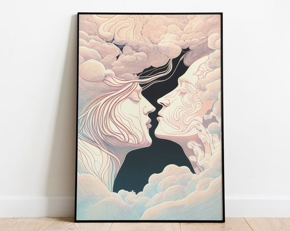 Celestial Embrace Fine Art Print Cloud Romantics Large Wall Art Fantasy Wall Art Poster Wall Art Cloud Wall Art Cloud Art