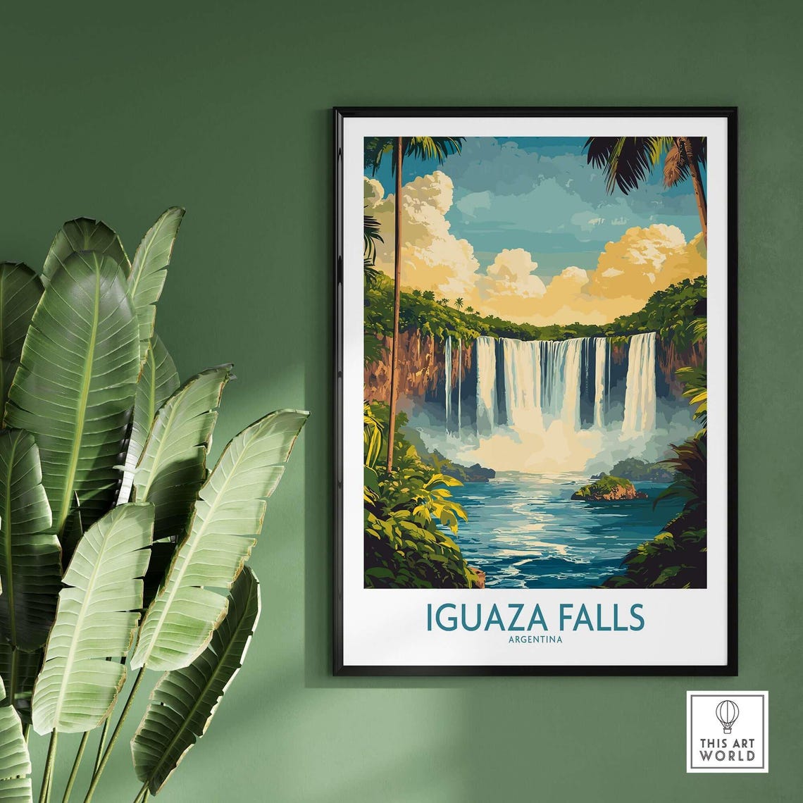 Iguaza Falls Argentina Wide Waterfall Lagoon Palm Retro Travel Poster - Image 2