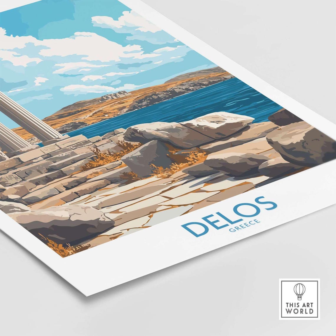 Delos Greece Ruins Rocky Shoreline Aegean Blue Travel Poster - Image 4