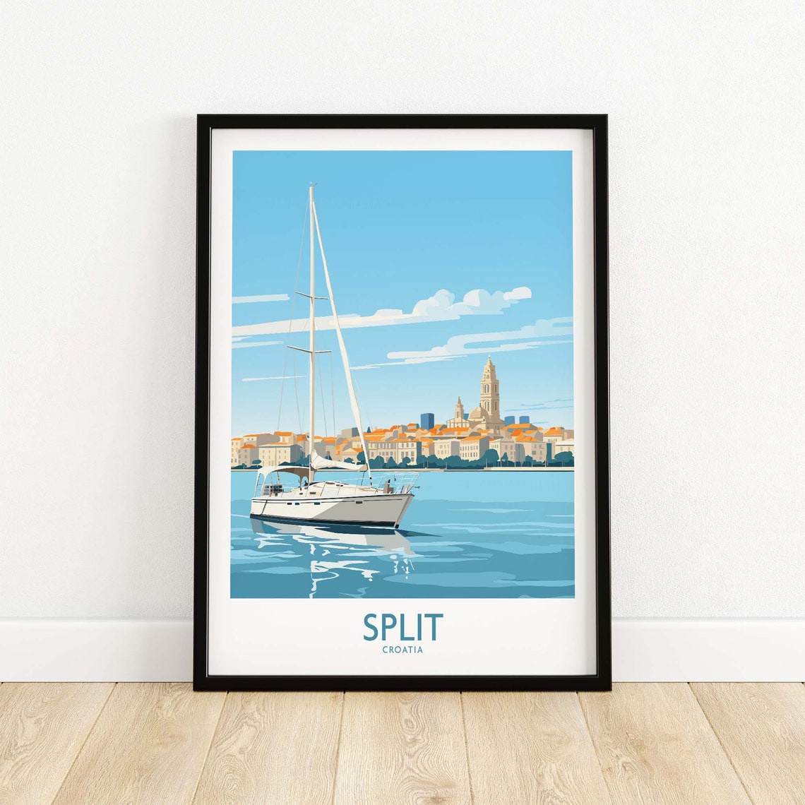 Split Croatia Wall Art Print Travel Poster Home Decor Artwork Gift Illustration For New Lover