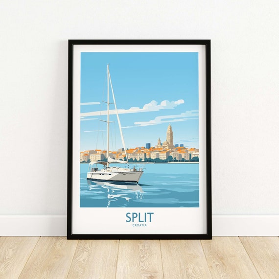 Split Croatia Wall Art Print Travel Poster Home Decor Artwork Gift Illustration For New Lover