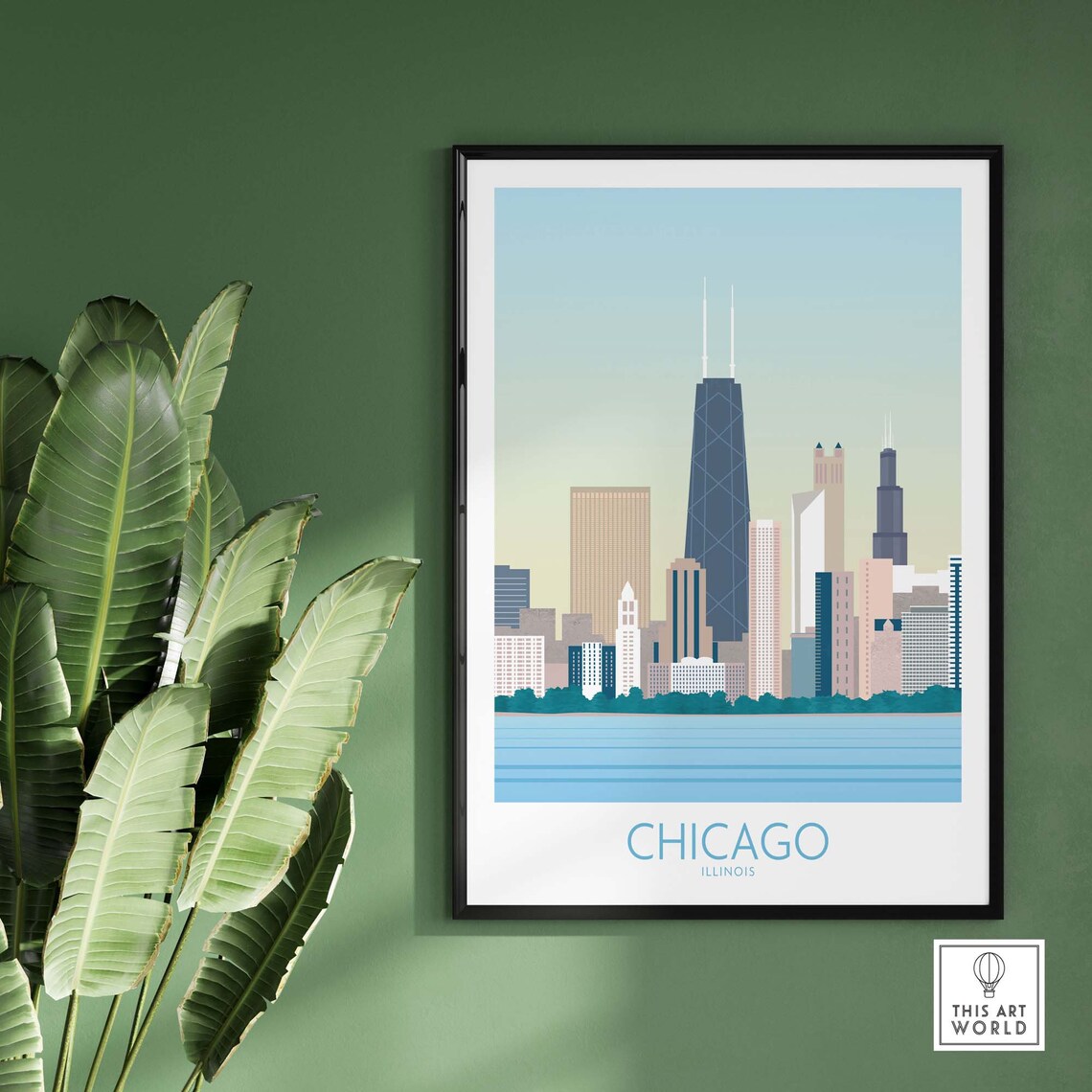Chicago City Skyline Art Print, Cityscape Wall Decor - Image 3