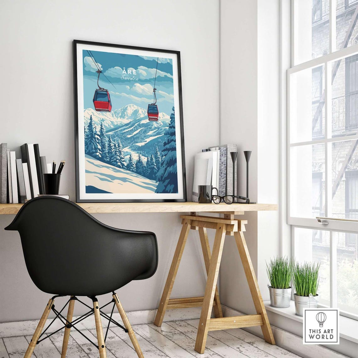Ski Resort Travel Poster, Sweden Ski Print - Image 4