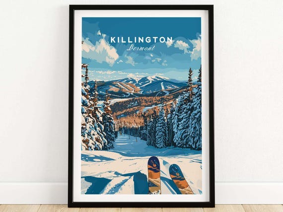 Killington Ski Poster Vermont Ski Wall Art Killington Ski Lodge Print Home Decor Ski Room Art Gift Vermont Ski Poster Winter Sports Art